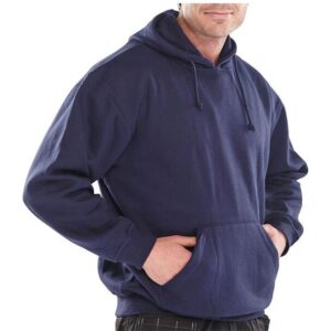 click polycotton hooded sweatshirt in navy