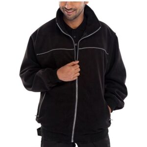 click workwear endeavour fleece zip-up jacket in black