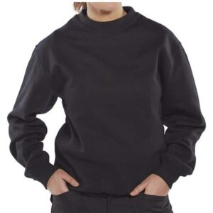click workwear polycotton sweatshirt in black