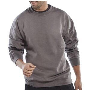 click workwear polycotton sweatshirt in grey