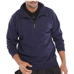 click workwear quarter zip sweatshirt in navy