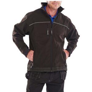 click workwear softshell jacket in black