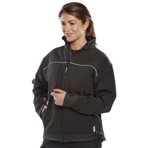 click workwear softshell jacket in black