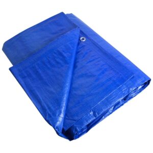 Brawny Waterproof Tarpaulin - 5.4m x 7m - Eyelets - Blue