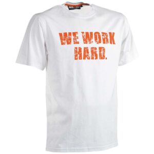 herock anubis slogan 'we work hard' tshirt in white