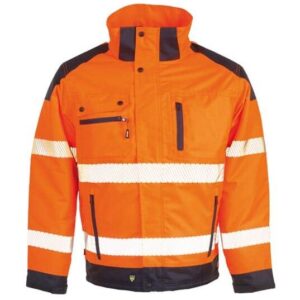 herock hi vis orange and navy hooded jacket