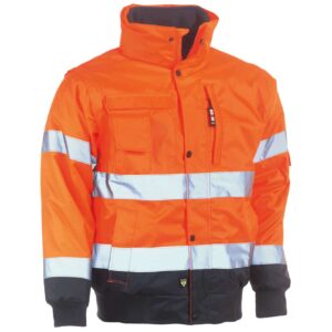 herock hi vis orange and navy hooded jacket