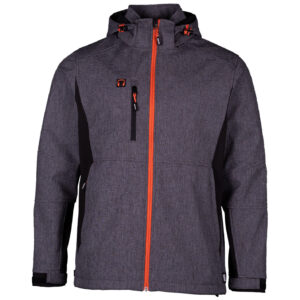 herock reflective hooded jacket in grey with black detailing and orange zip