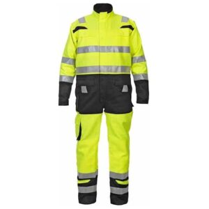hi vis yellow and black coverall