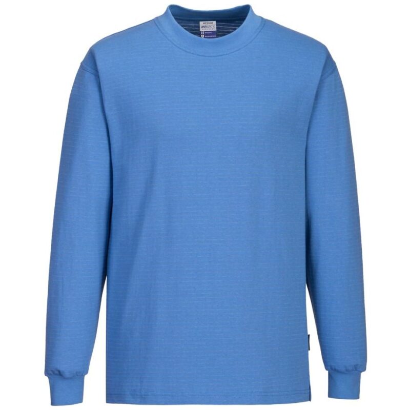 Portwest Anti-Static ESD Long Sleeve T-Shirt - Hamilton Blue