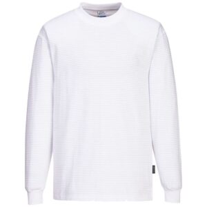 Portwest Anti-Static ESD Long Sleeve T-Shirt - White
