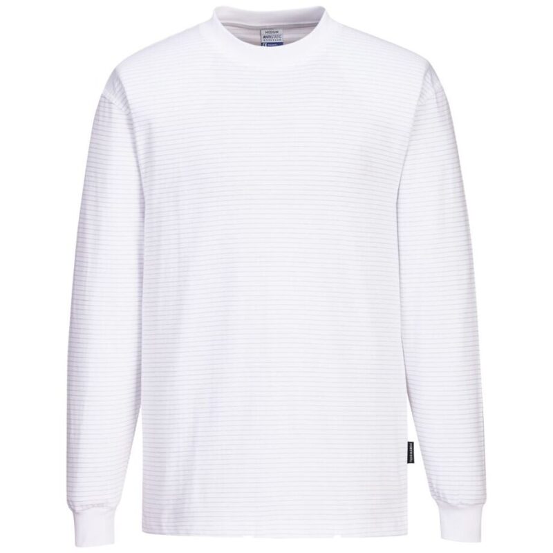 Portwest Anti-Static ESD Long Sleeve T-Shirt - White