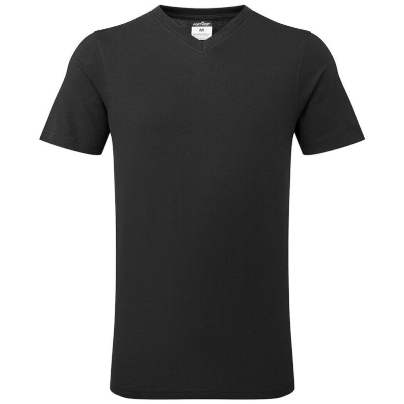 Portwest V-Neck Cotton T-Shirt - Black