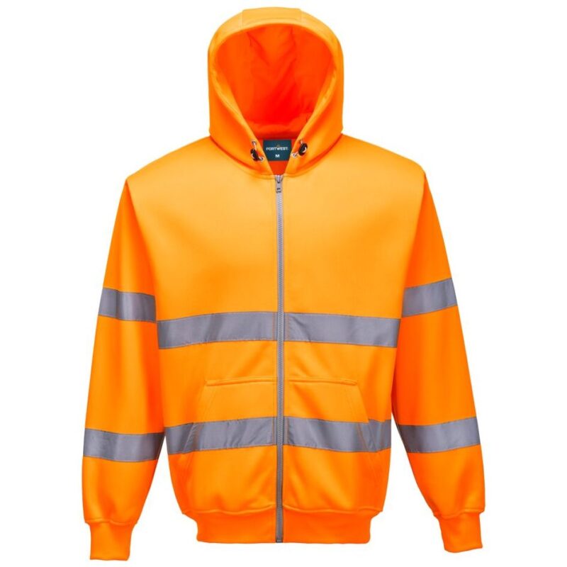 Portwest Hi-Vis Zipped Hoodie - Orange