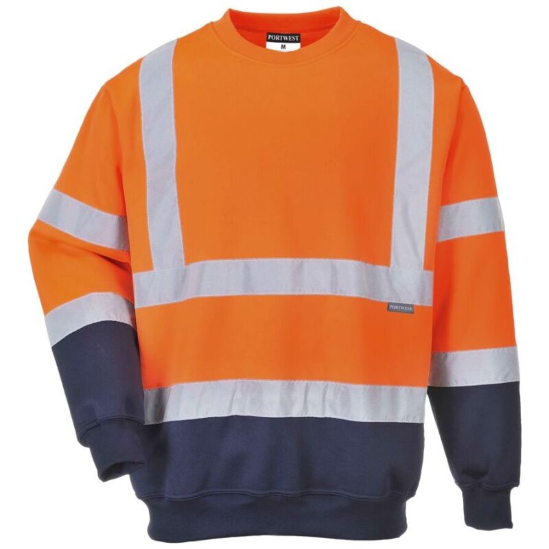 Portwest Hi-Vis Contrast Sweatshirt - Orange/Navy