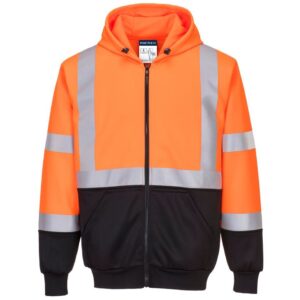 Portwest Hi-Vis Contrast Zipped Hoodie - Orange/Black