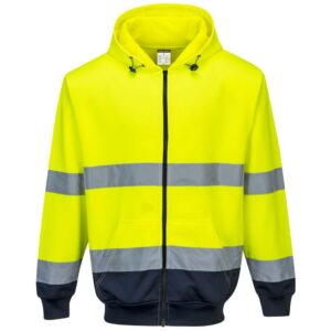 Portwest Hi-Vis Contrast Zipped Hoodie - Yellow/Navy