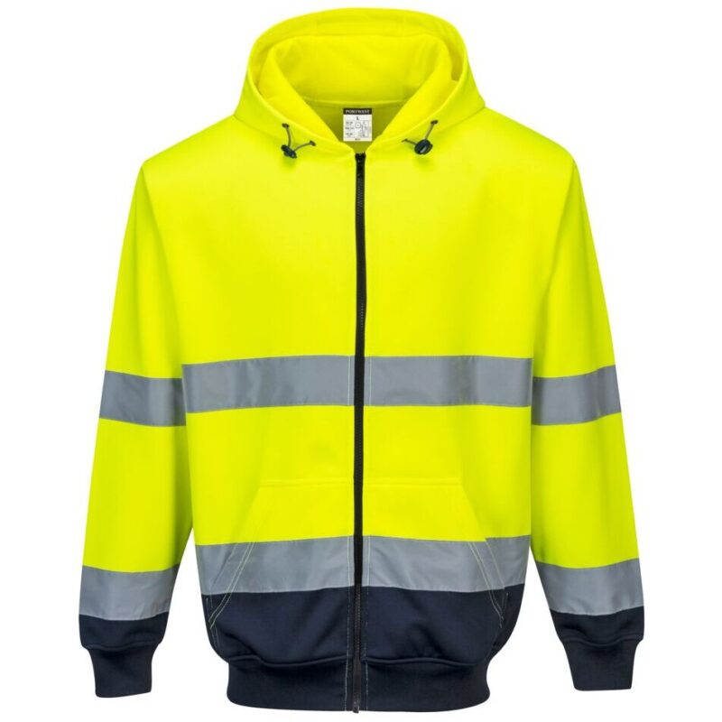 Portwest Hi-Vis Contrast Zipped Hoodie - Yellow/Navy