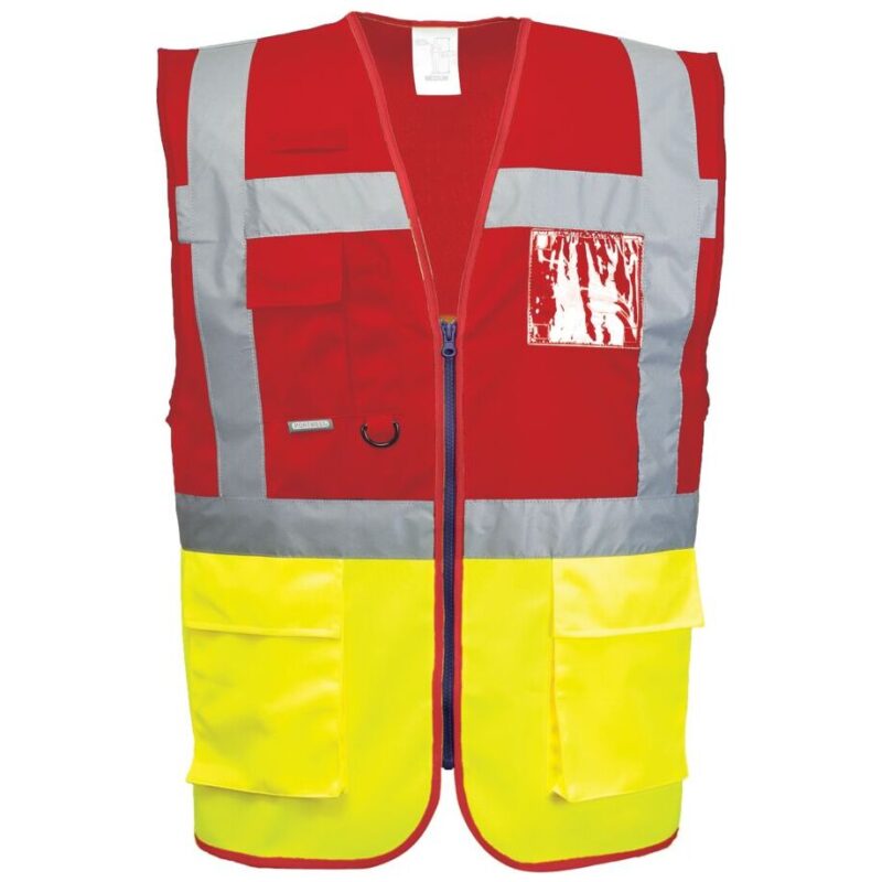 Portwest Paris Hi-Vis Contrast Executive Vest - Yellow/Red