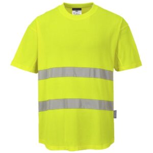 Portwest Hi-Vis Cotton Comfort Mesh Insert T-Shirt Short Sleeve - Yellow