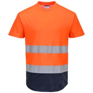 Portwest Hi-Vis Contrast Mesh Insert T-Shirt Short Sleeve - Yellow/Navy