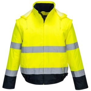 Portwest Hi-Vis 2-in-1 Contrast Essential Lite Bomber Jacket - Orange/Navy