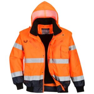 Portwest Hi-Vis 3-in-1 Contrast Bomber Jacket - Yellow/Navy