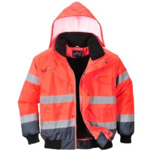 Portwest Hi-Vis 3-in-1 Contrast Bomber Jacket - Yellow/Navy