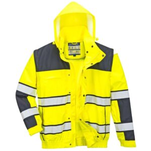 Portwest Hi-Vis 3-in-1 Contrast Winter Bomber Jacket - Yellow/Navy