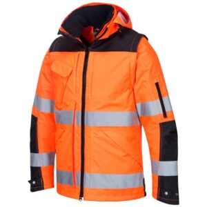 Portwest Hi-Vis 3-in-1 Contrast Winter Pro Jacket - Orange/Black