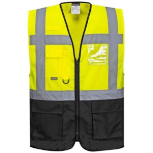 Portwest Warsaw Hi-Vis Contrast Executive Vest - Orange/Navy
