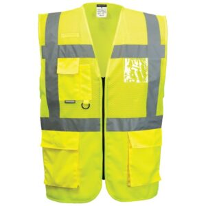 Portwest Madrid Hi-Vis Half Mesh Executive Vest - Yellow