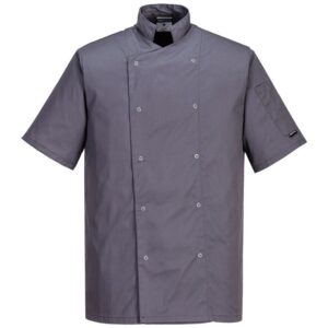 Portwest Cumbria Chefs Jacket Short Sleeve - Slate Grey