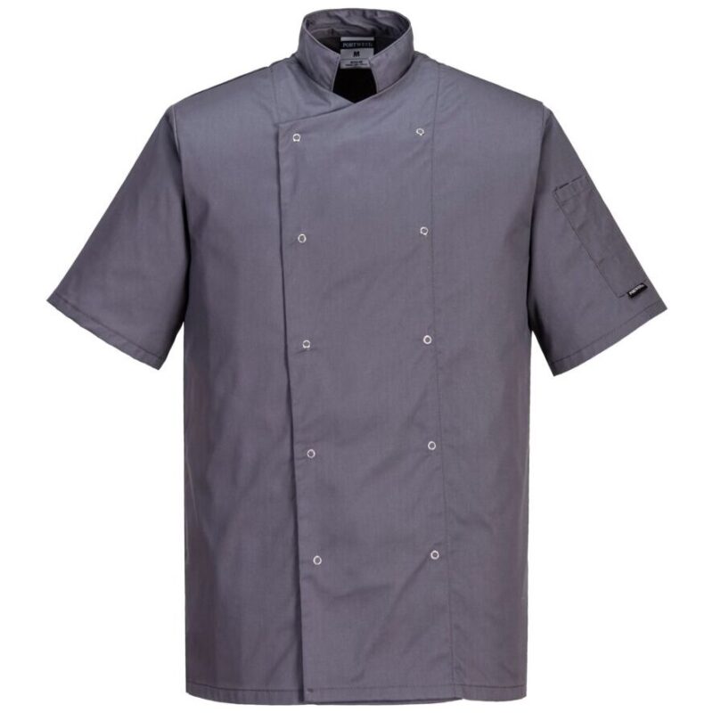 Portwest Cumbria Chefs Jacket Short Sleeve - Slate Grey