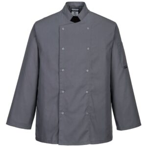 Portwest Suffolk Chefs Jacket Long Sleeve - Slate Grey