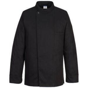 Portwest Surrey Chefs Jacket Long Sleeve - Black