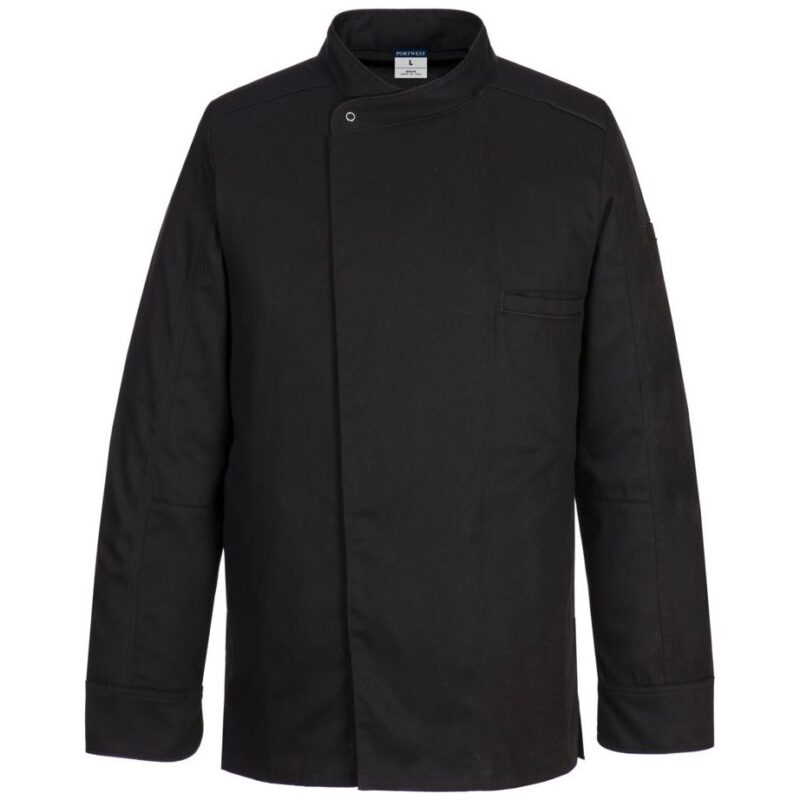 Portwest Surrey Chefs Jacket Long Sleeve - Black