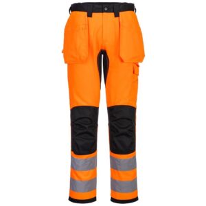 Portwest WX2 Eco Hi-Vis Holster Pocket Trousers - Orange/Black