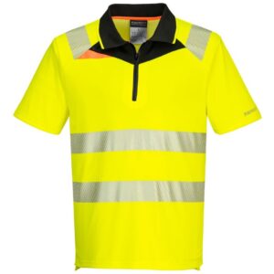 Portwest DX4 Hi-Vis Zip Polo Shirt Short Sleeve - Orange/Black