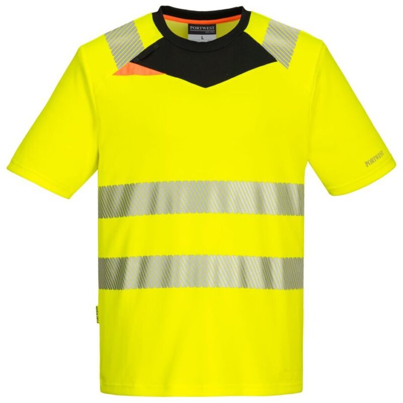 Portwest DX4 Hi-Vis T-Shirt Short Sleeve - Yellow/Black