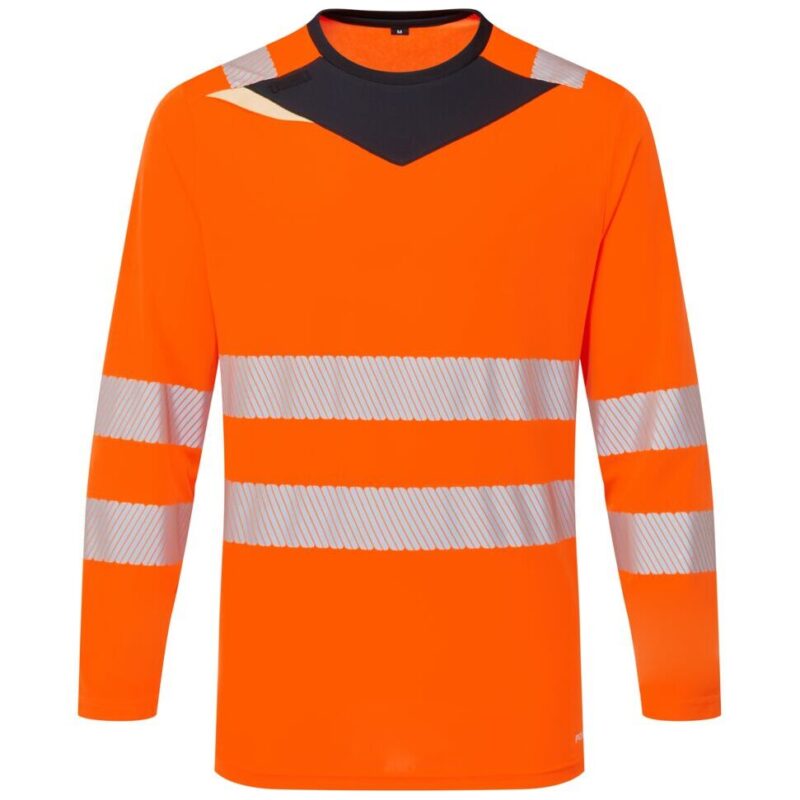 Portwest DX4 Hi-Vis T-Shirt Long Sleeve - Orange/Black