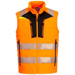 Portwest DX4 Hi-Vis Hybrid Baffle Bodywarmer - Orange/Black