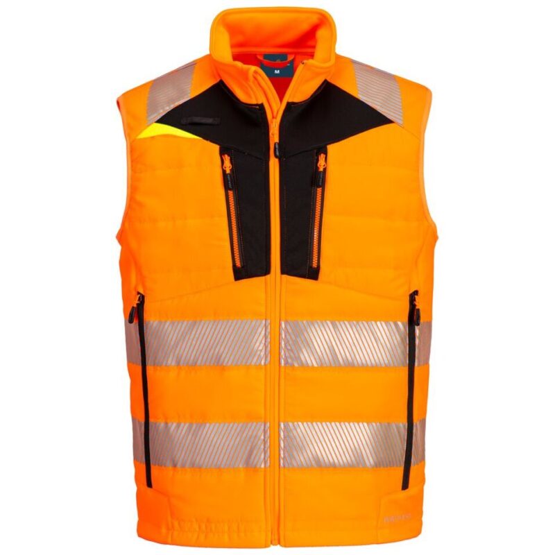Portwest DX4 Hi-Vis Hybrid Baffle Bodywarmer - Orange/Black