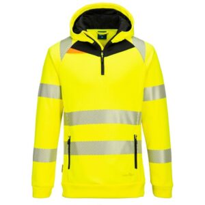 Portwest DX4 Hi-Vis 1/4 Zip Hoodie - Yellow/Black