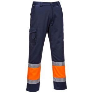 Portwest Hi-Vis Contrast Class 1 Service Trousers - Orange/Navy