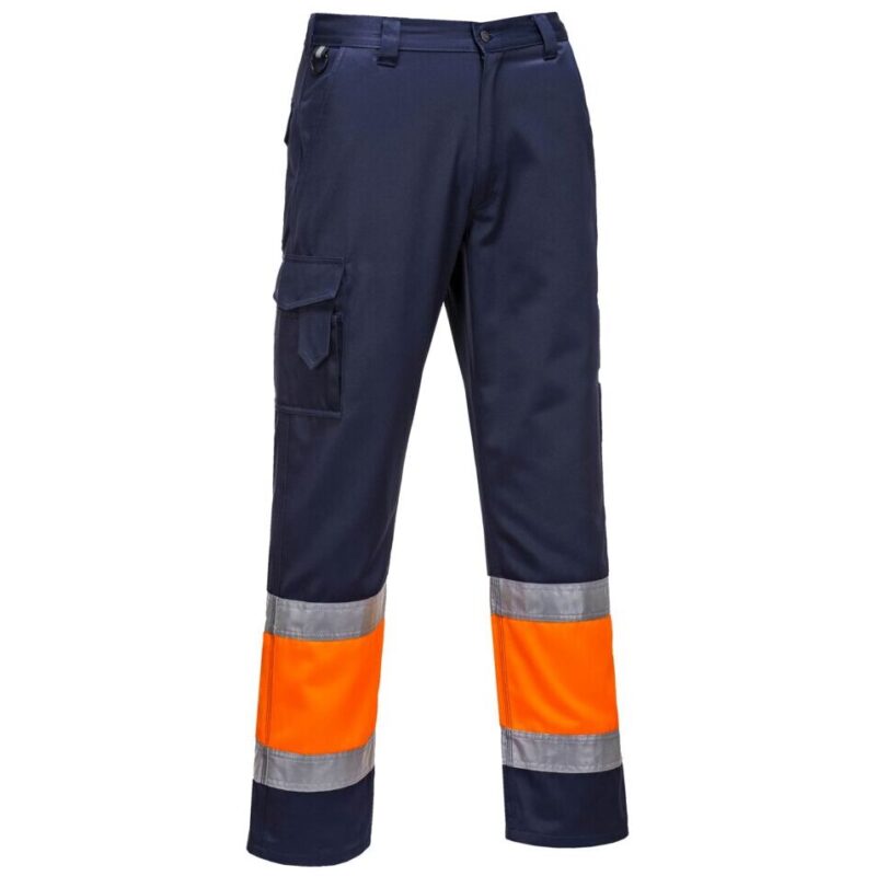 Portwest Hi-Vis Contrast Class 1 Service Trousers - Orange/Navy