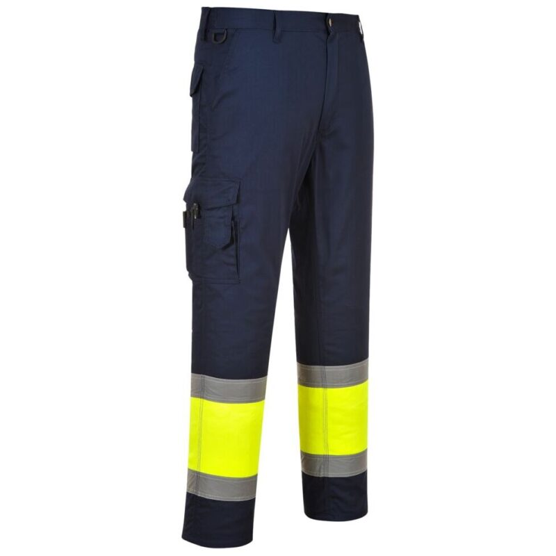 Portwest Hi-Vis Contrast Class 1 Service Trousers - Yellow/Navy