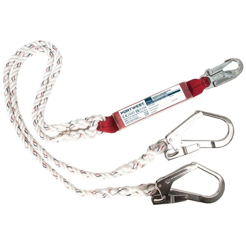 Portwest Double 1.8m Lanyard With Shock Absorber White FP25