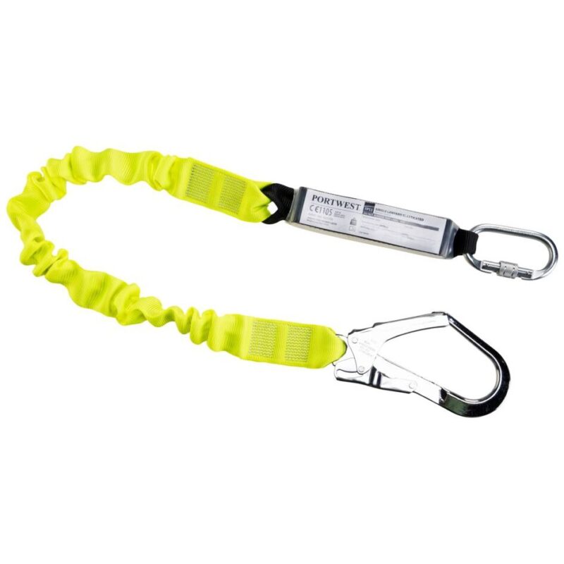 Portwest Single Elasticated 1.8m Lanyard With Shock Absorber Yellow FP53