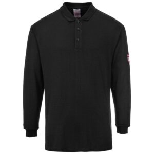 Portwest Flame Resistant Anti-Static Long Sleeve Polo Shirt - Grey